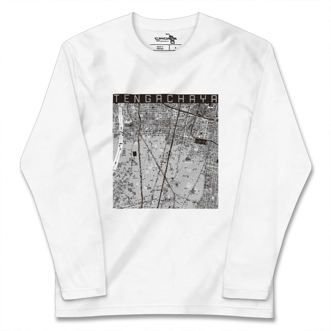 【天下茶屋（大阪府）】地図柄ロングスリーブTシャツ