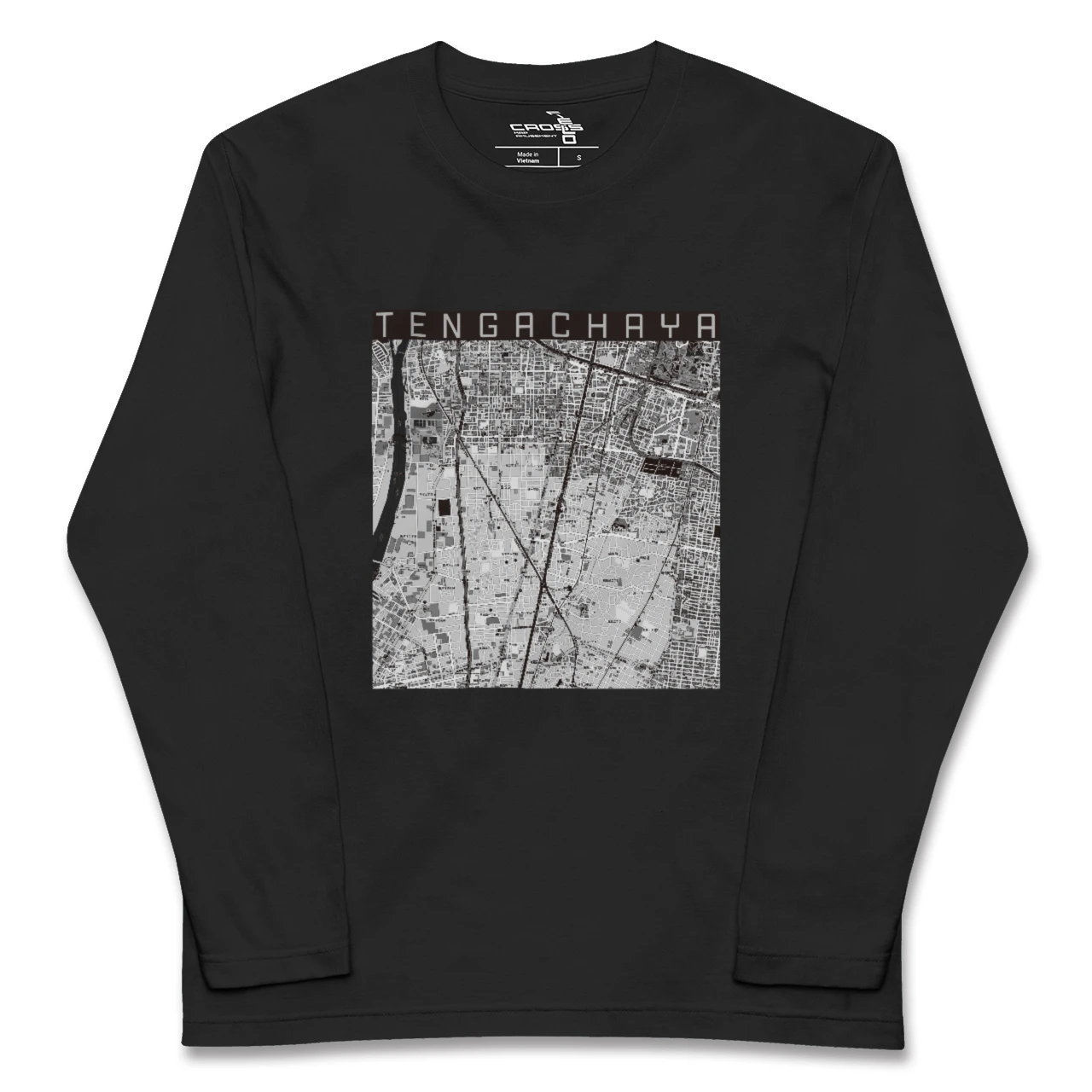 【天下茶屋（大阪府）】地図柄ロングスリーブTシャツ