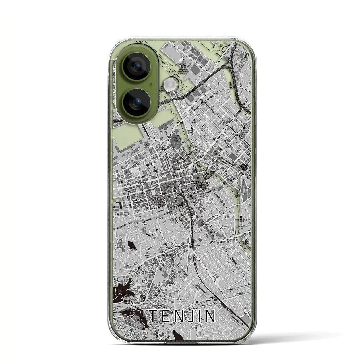 【天神（福岡県）】地図柄iPhoneケース（クリアタイプ）モノトーン・iPhone 17 Pro Max 用