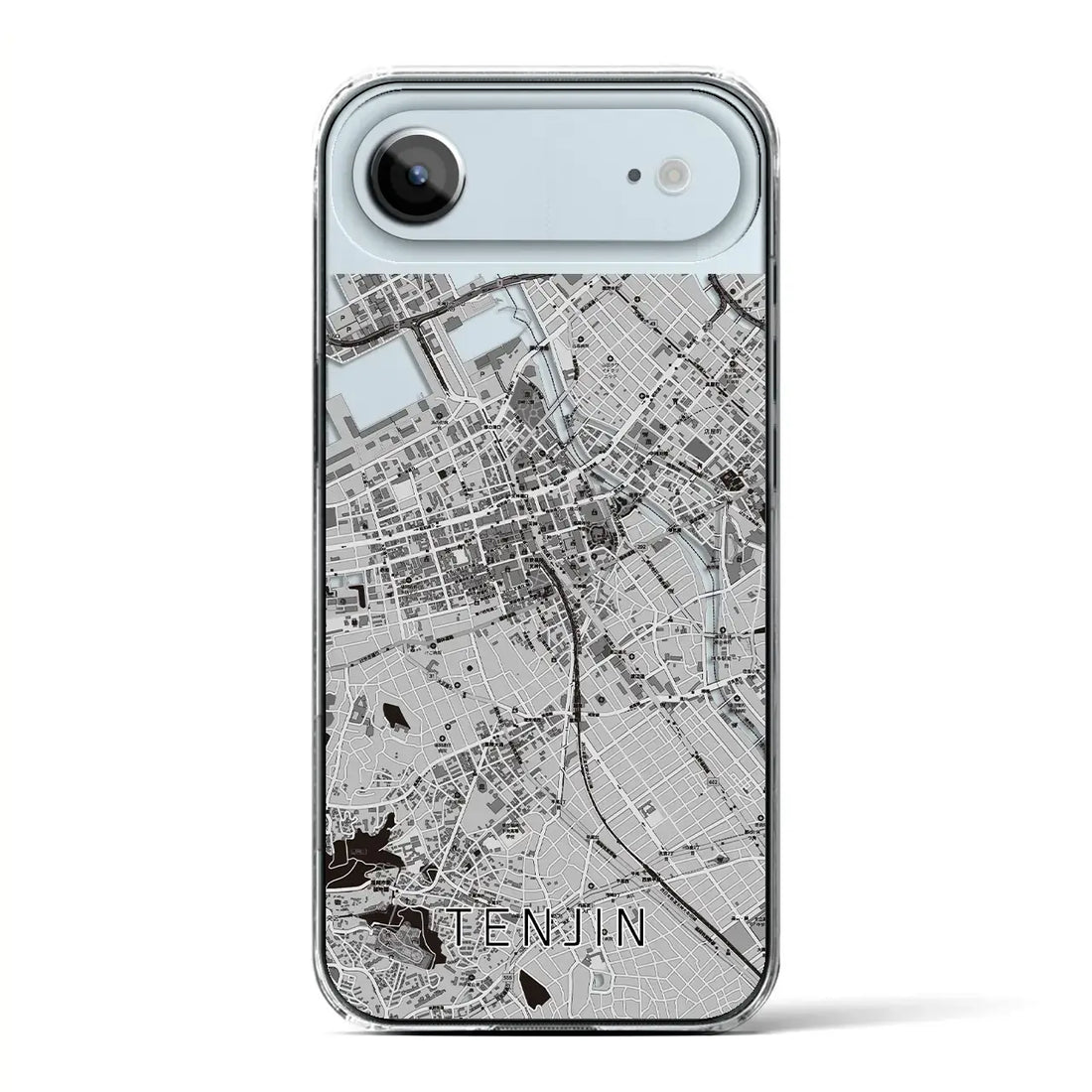 【天神（福岡県）】地図柄iPhoneケース（クリアタイプ）モノトーン・iPhone 17 Pro Max 用