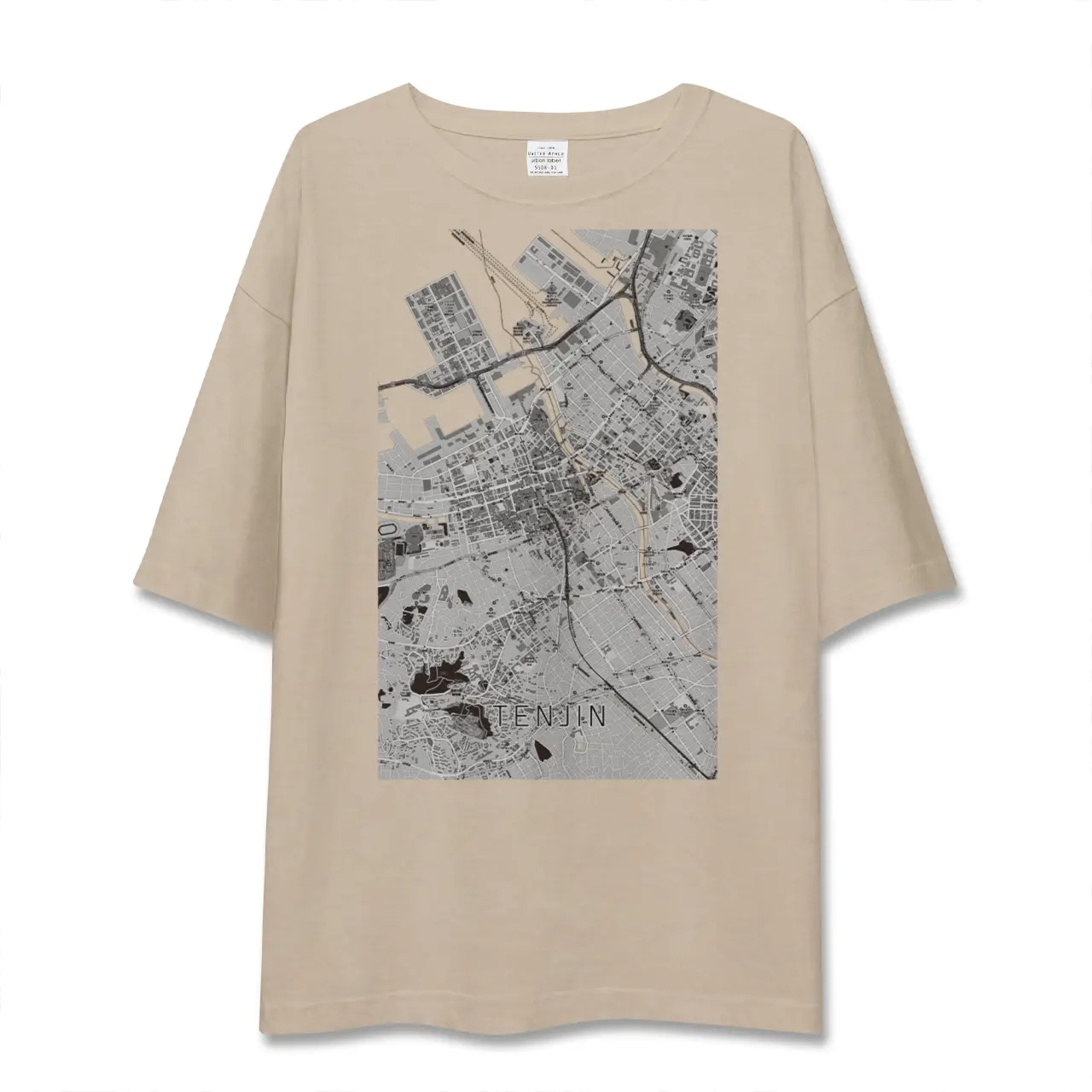 【天神（福岡県）】地図柄ビッグシルエットTシャツ