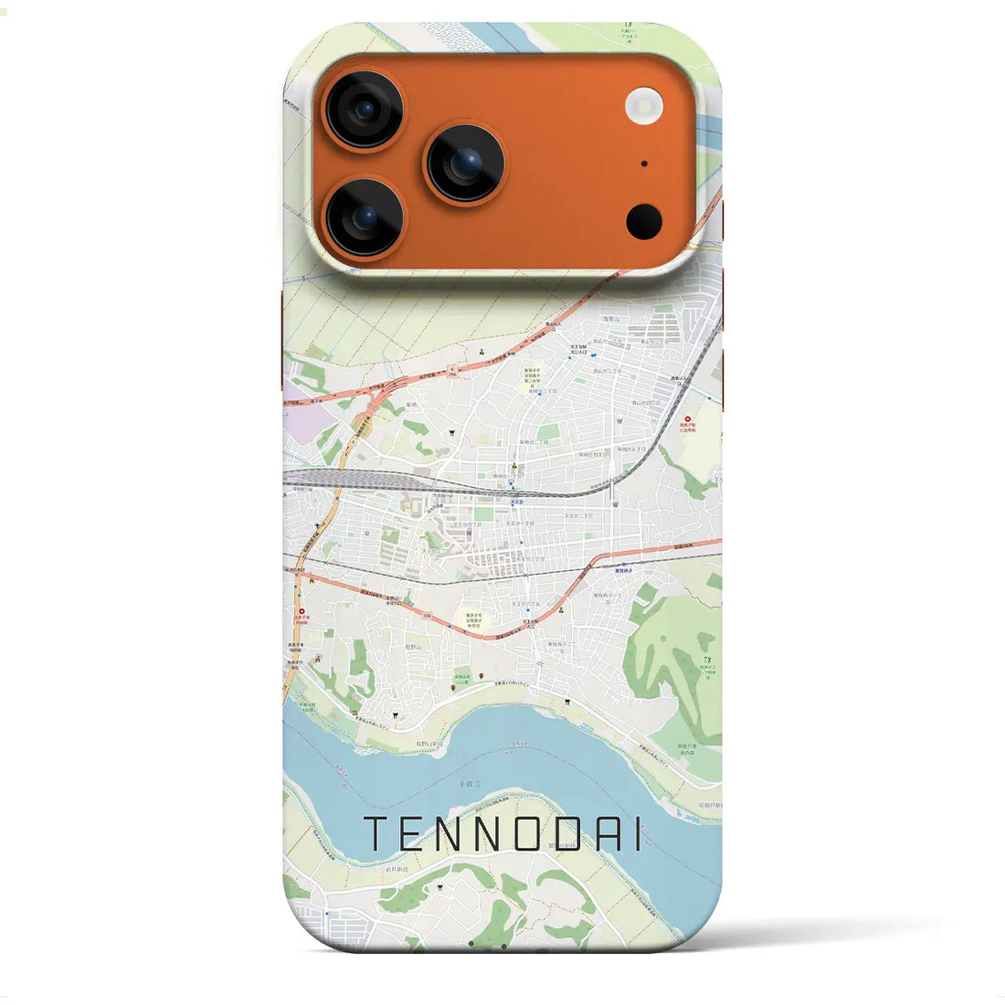 【天王台(千葉県)】地図柄iPhoneケース(バックカバータイプ)ブラック・iPhone 17 Pro Max 用