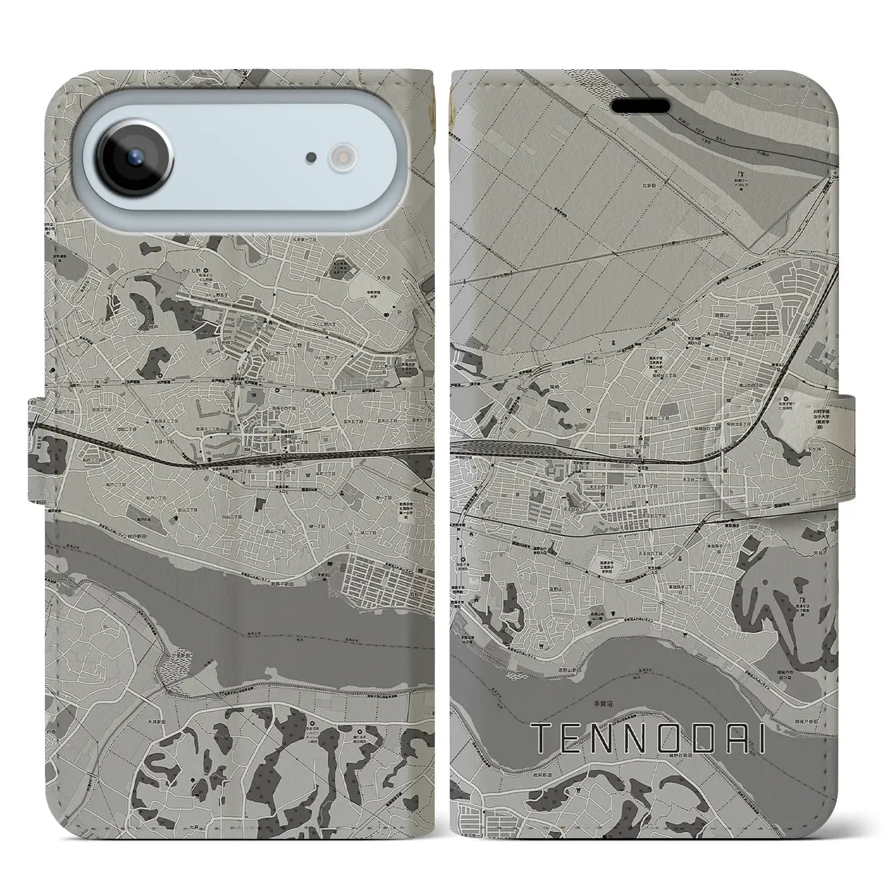 【天王台（千葉県）】地図柄iPhoneケース（手帳タイプ）