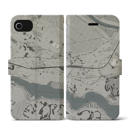 【天王台（千葉県）】地図柄iPhoneケース（手帳タイプ）モノトーン・iPhone SE（第3 / 第2世代） / 8 / 7 / 6s / 6 用