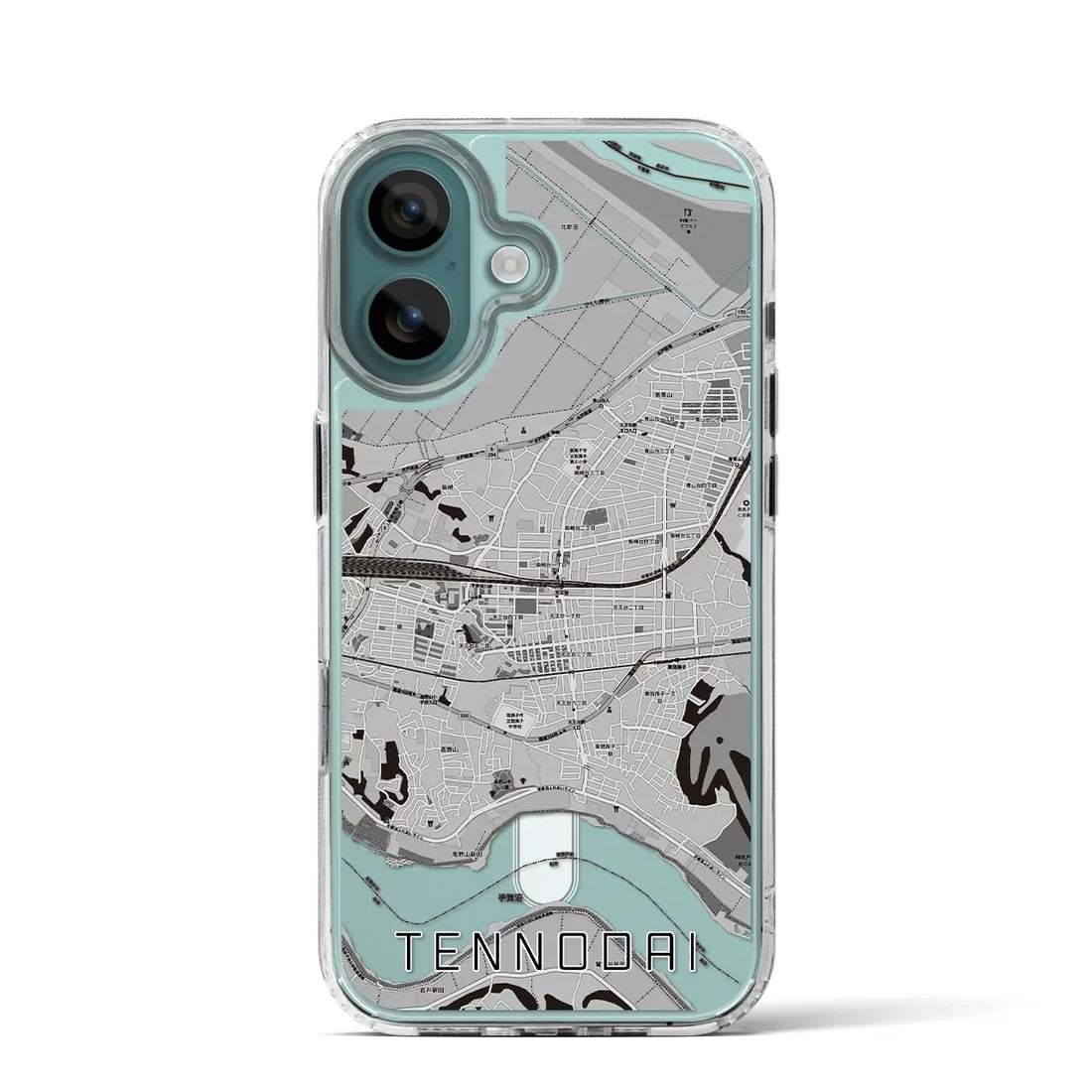 【天王台（千葉県）】地図柄iPhoneケース（MagSafeタイプ）モノトーン・iPhone 16 Pro 用