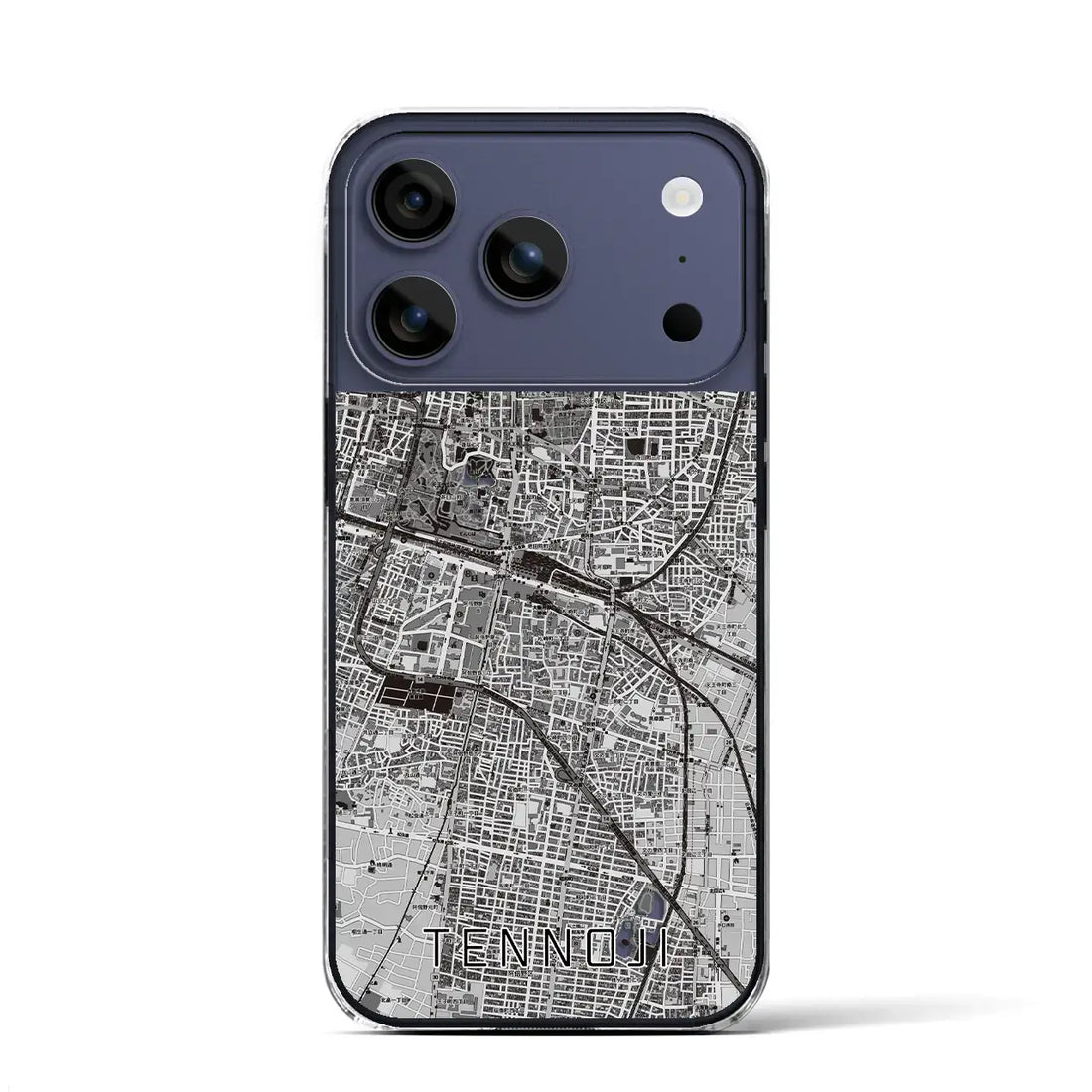 【天王寺（大阪府）】地図柄iPhoneケース（クリアタイプ）モノトーン・iPhone 17 Pro Max 用