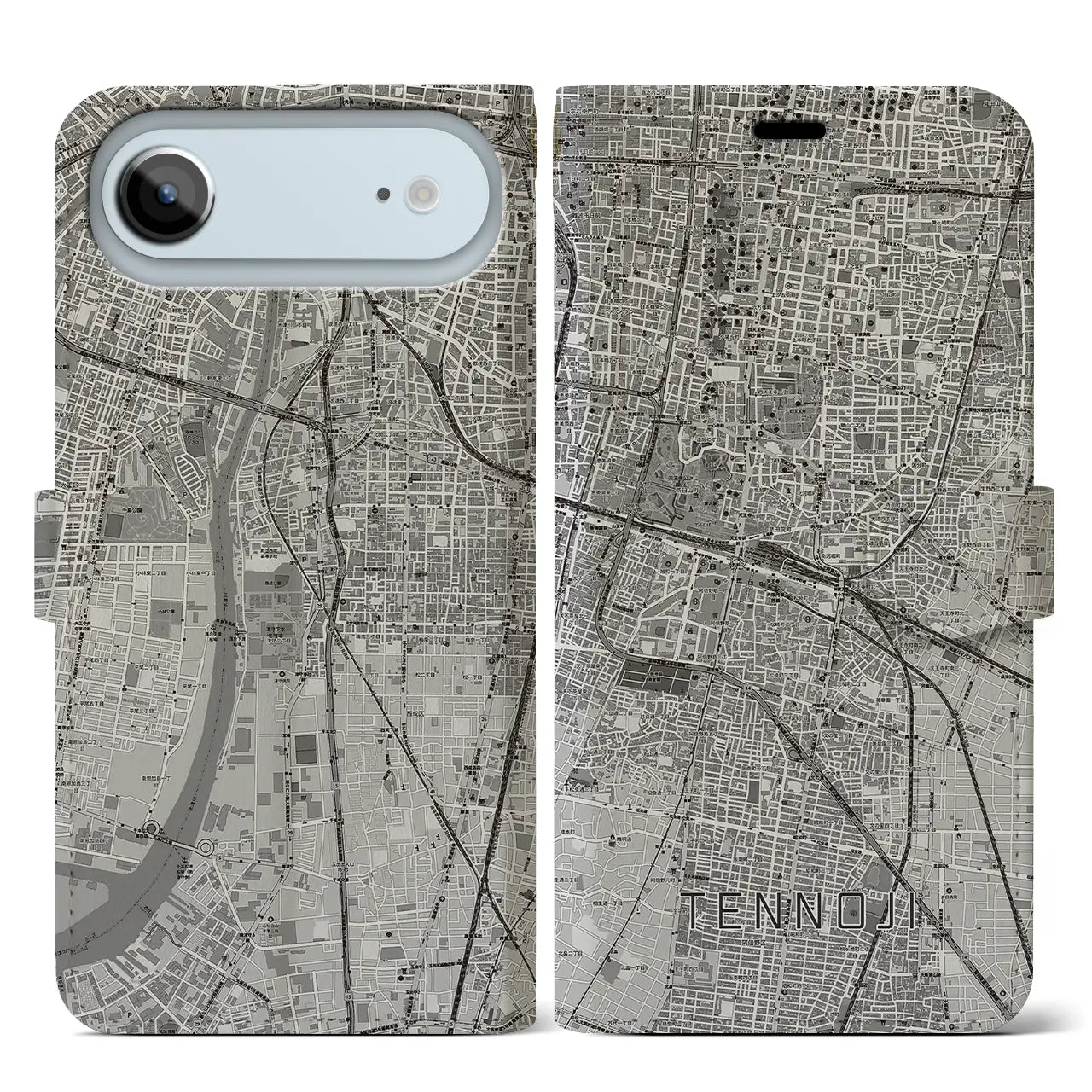 【天王寺（大阪府）】地図柄iPhoneケース（手帳タイプ）