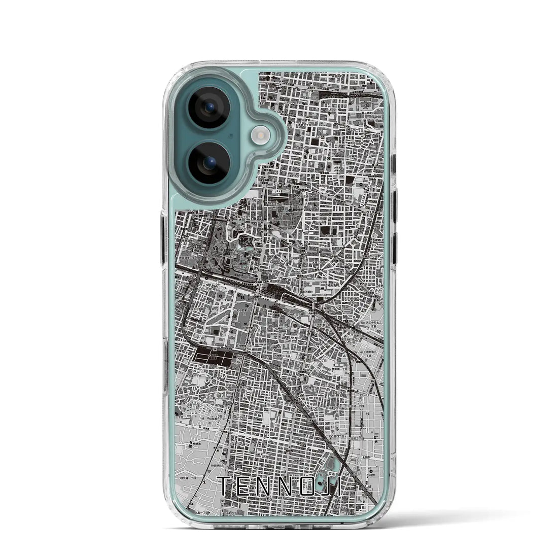 【天王寺（大阪府）】地図柄iPhoneケース（MagSafeタイプ）モノトーン・iPhone 16 Pro 用
