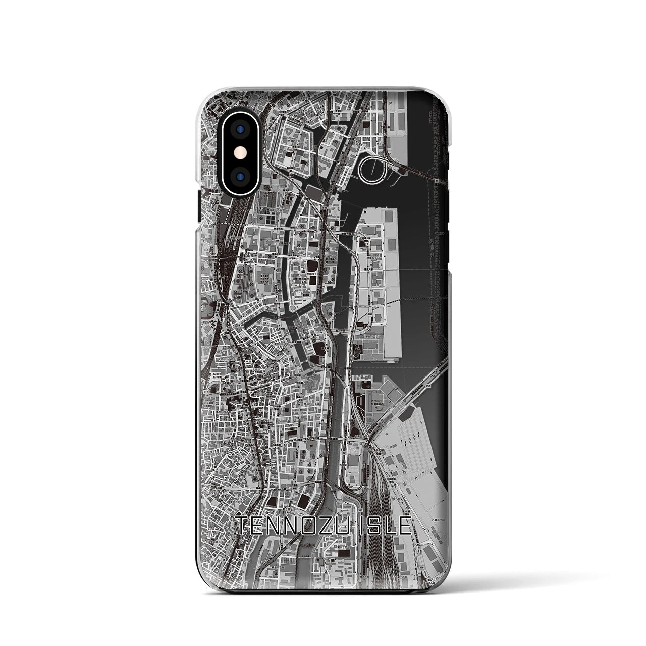 【天王洲アイル（東京都）】地図柄iPhoneケース（クリアタイプ）モノトーン・iPhone XS / X 用