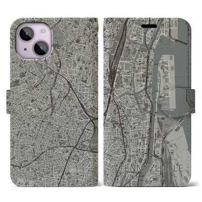 【天王洲アイル（東京都）】地図柄iPhoneケース（手帳タイプ）モノトーン・iPhone 14 用