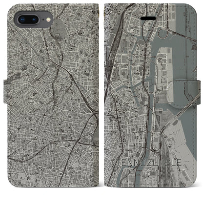 【天王洲アイル（東京都）】地図柄iPhoneケース（手帳タイプ）モノトーン・iPhone 8Plus /7Plus / 6sPlus / 6Plus 用