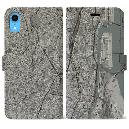 【天王洲アイル（東京都）】地図柄iPhoneケース（手帳タイプ）モノトーン・iPhone XR 用