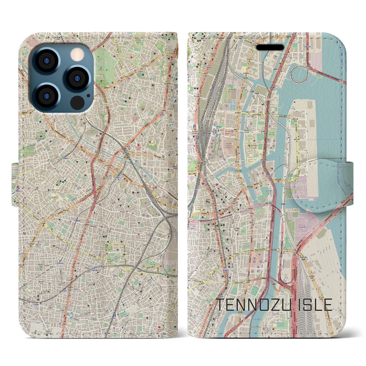 【天王洲アイル（東京都）】地図柄iPhoneケース（手帳タイプ）