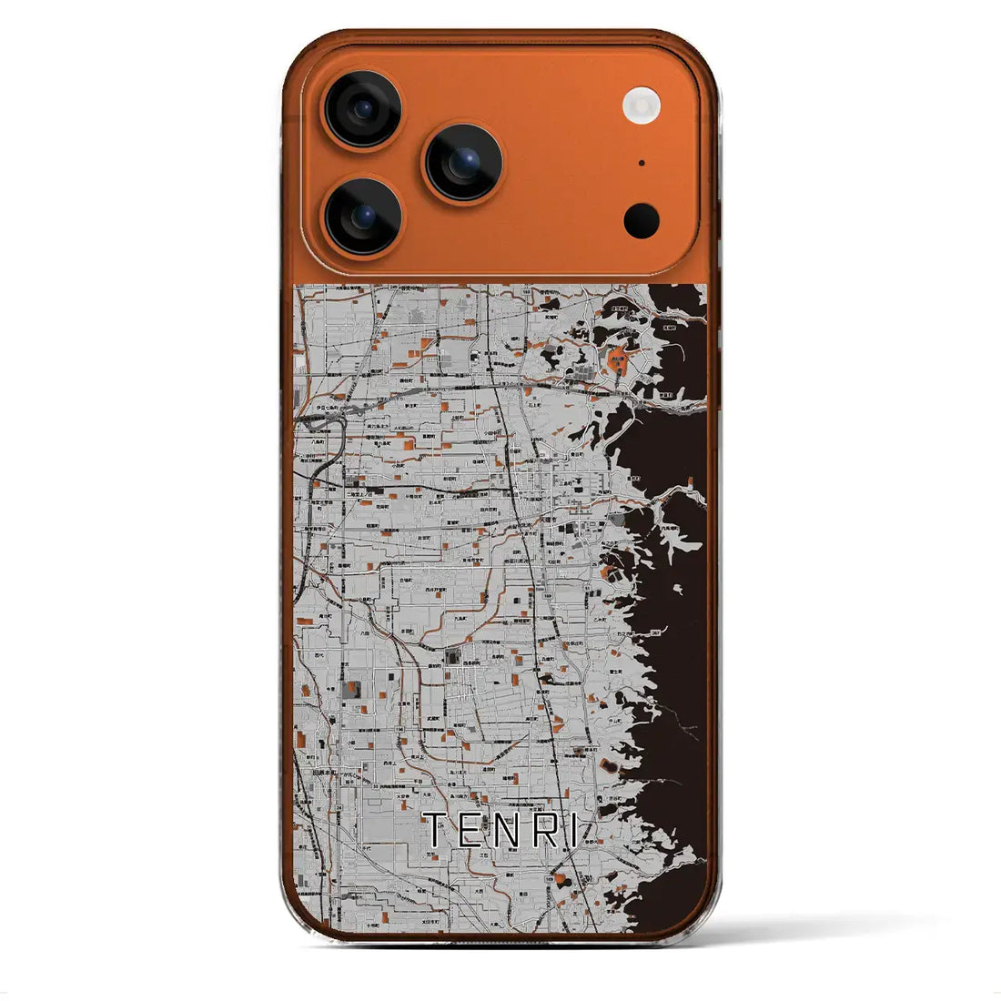 【天理(奈良県)】地図柄iPhoneケース(クリアタイプ)モノトーン・iPhone 17 Pro Max 用