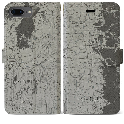 【天理（奈良県）】地図柄iPhoneケース（手帳タイプ）モノトーン・iPhone 8Plus /7Plus / 6sPlus / 6Plus 用