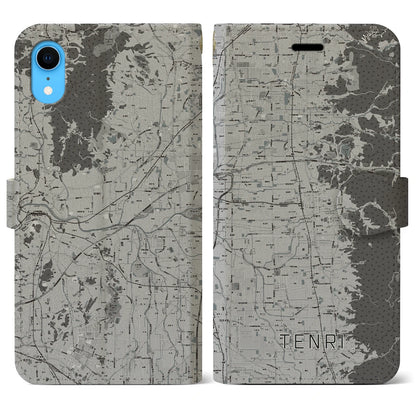 【天理（奈良県）】地図柄iPhoneケース（手帳タイプ）モノトーン・iPhone XR 用