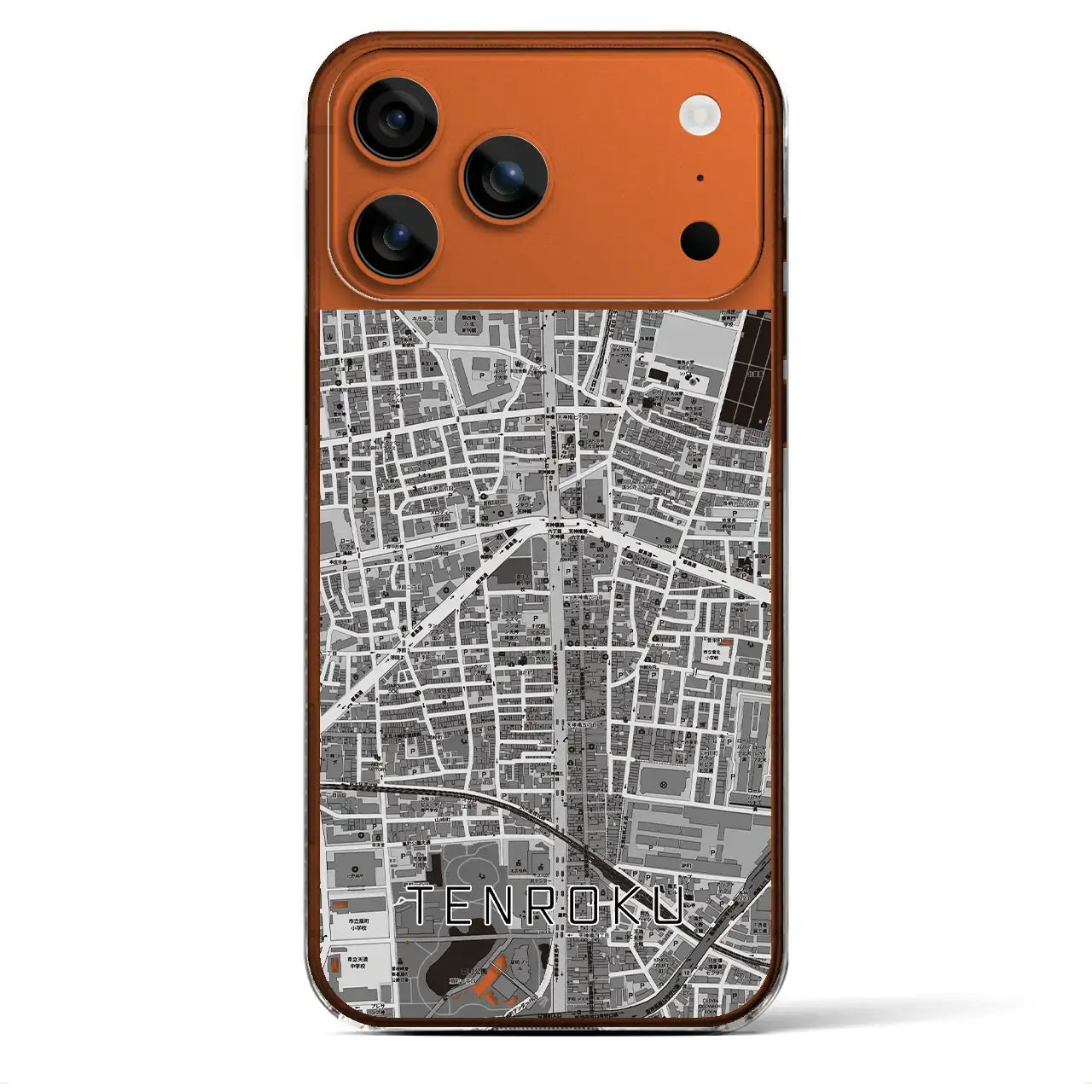 【天六（大阪府）】地図柄iPhoneケース（クリアタイプ）モノトーン・iPhone 17 Pro Max 用