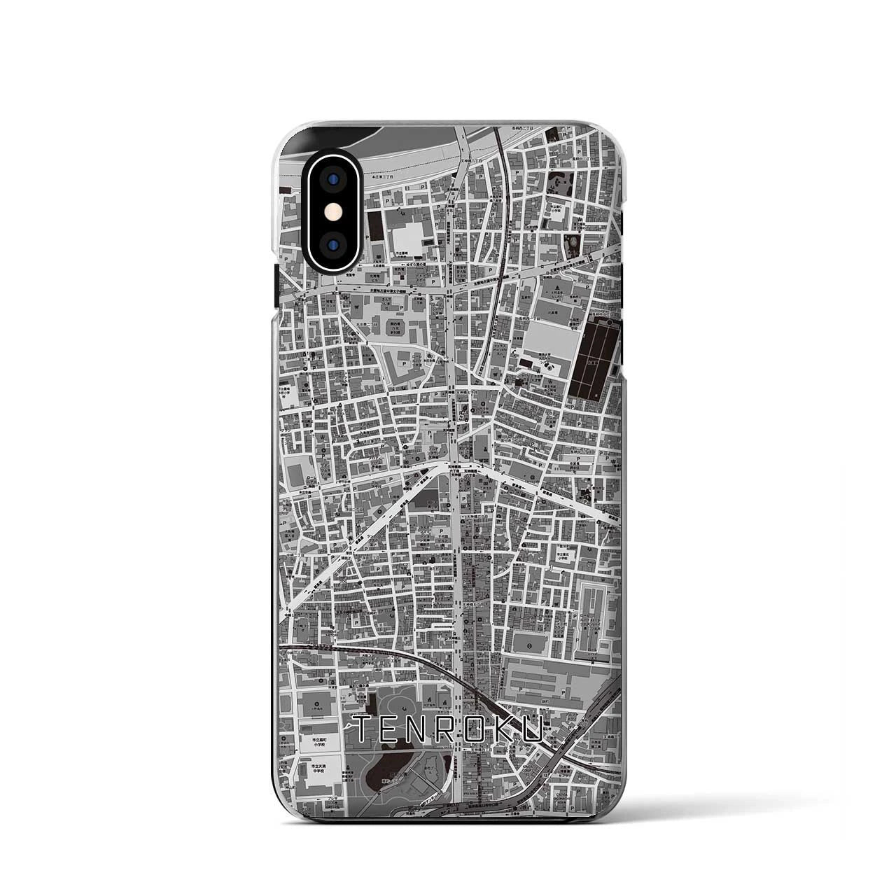 【天六（大阪府）】地図柄iPhoneケース（クリアタイプ）モノトーン・iPhone XS / X 用