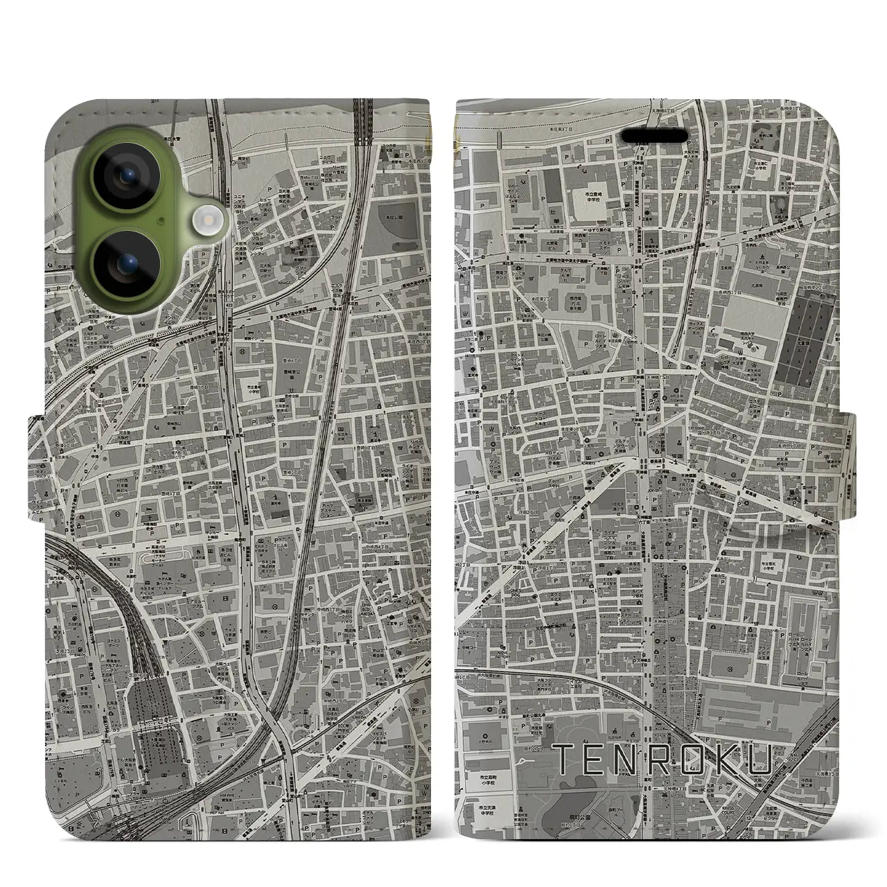 【天六（大阪府）】地図柄iPhoneケース（手帳タイプ）