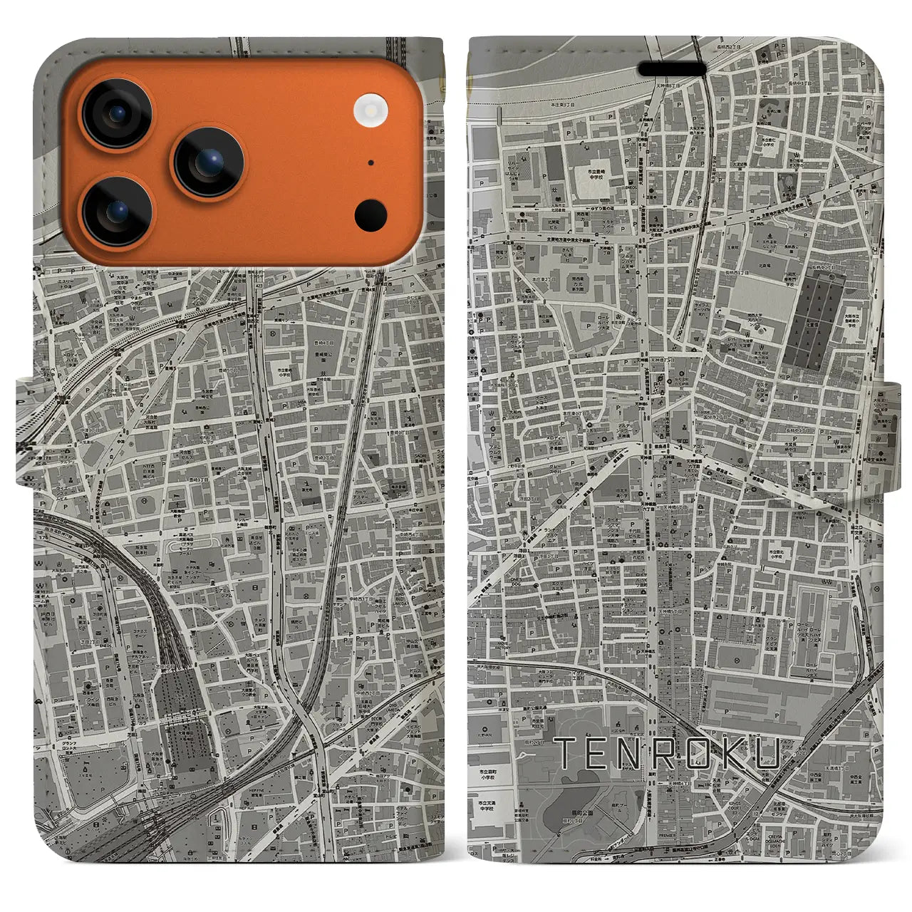 【天六（大阪府）】地図柄iPhoneケース（手帳タイプ）