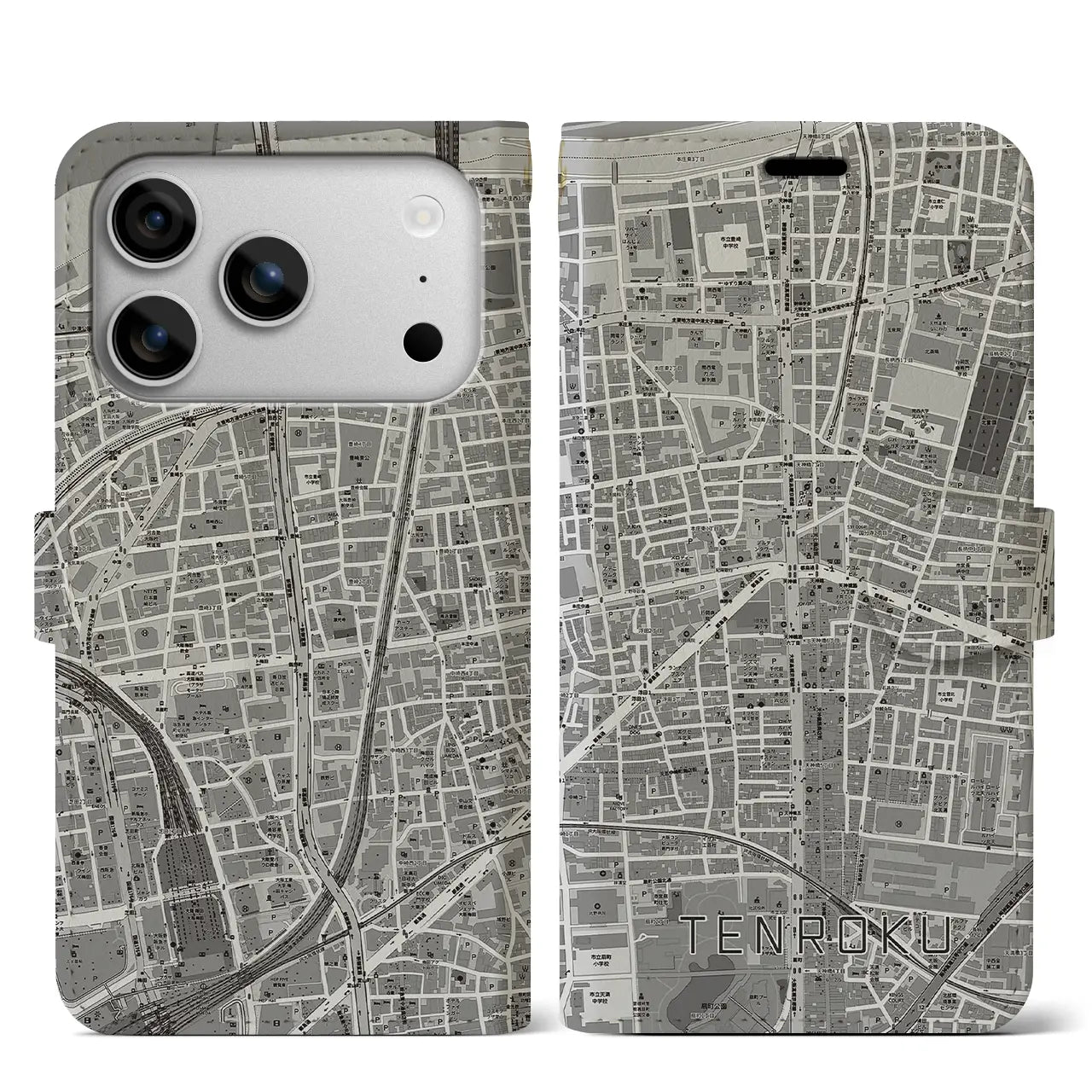 【天六（大阪府）】地図柄iPhoneケース（手帳タイプ）