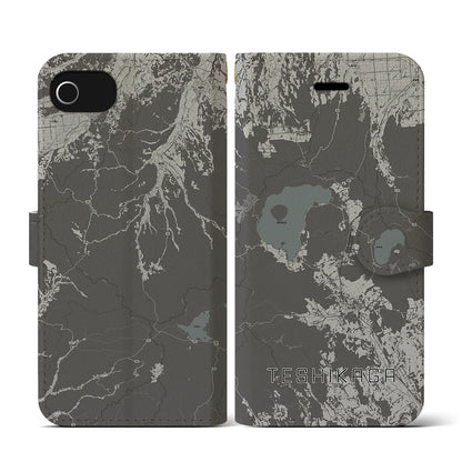 【弟子屈（北海道）】地図柄iPhoneケース（手帳タイプ）モノトーン・iPhone SE（第3 / 第2世代） / 8 / 7 / 6s / 6 用