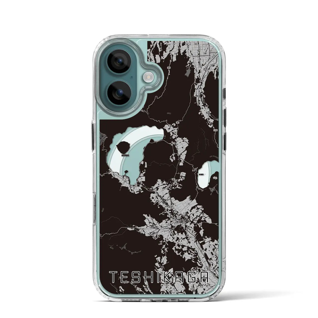 【弟子屈（北海道）】地図柄iPhoneケース（MagSafeタイプ）モノトーン・iPhone 16 Pro 用
