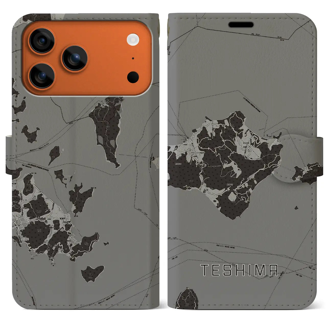 【豊島（香川県）】地図柄iPhoneケース（手帳タイプ）