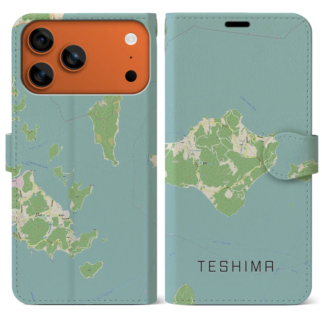 【豊島（香川県）】地図柄iPhoneケース（手帳タイプ）