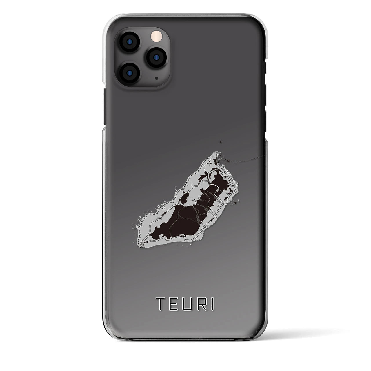 【天売（北海道）】地図柄iPhoneケース（クリアタイプ）モノトーン・iPhone 11 Pro Max 用