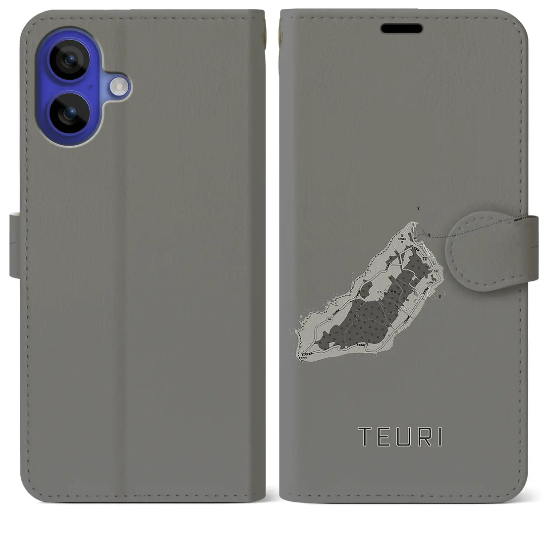 【天売(北海道)】地図柄iPhoneケース(手帳タイプ)モノトーン・iPhone 16 Pro Max 用