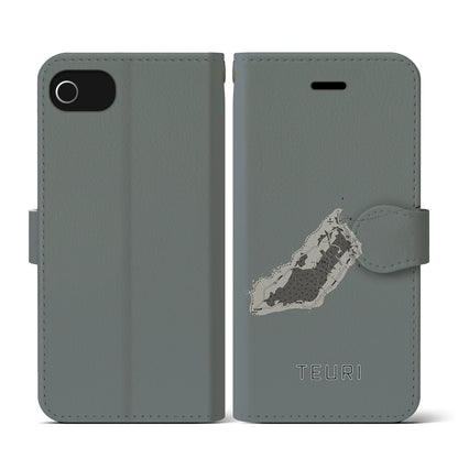 【天売（北海道）】地図柄iPhoneケース（手帳タイプ）モノトーン・iPhone SE（第3 / 第2世代） / 8 / 7 / 6s / 6 用