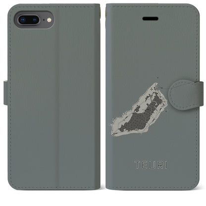 【天売（北海道）】地図柄iPhoneケース（手帳タイプ）モノトーン・iPhone 8Plus /7Plus / 6sPlus / 6Plus 用