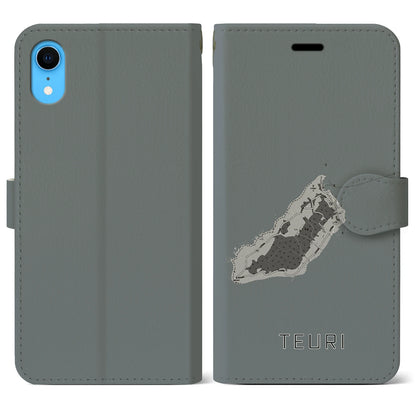 【天売（北海道）】地図柄iPhoneケース（手帳タイプ）モノトーン・iPhone XR 用