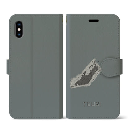 【天売（北海道）】地図柄iPhoneケース（手帳タイプ）モノトーン・iPhone XS / X 用