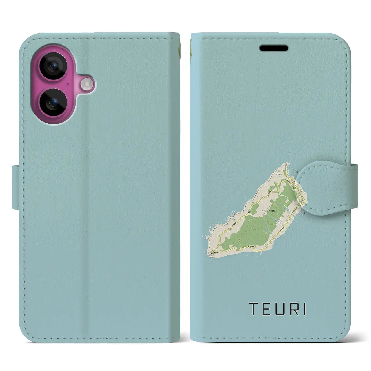 【天売（北海道）】地図柄iPhoneケース（手帳タイプ）ナチュラル・iPhone 16 Pro 用