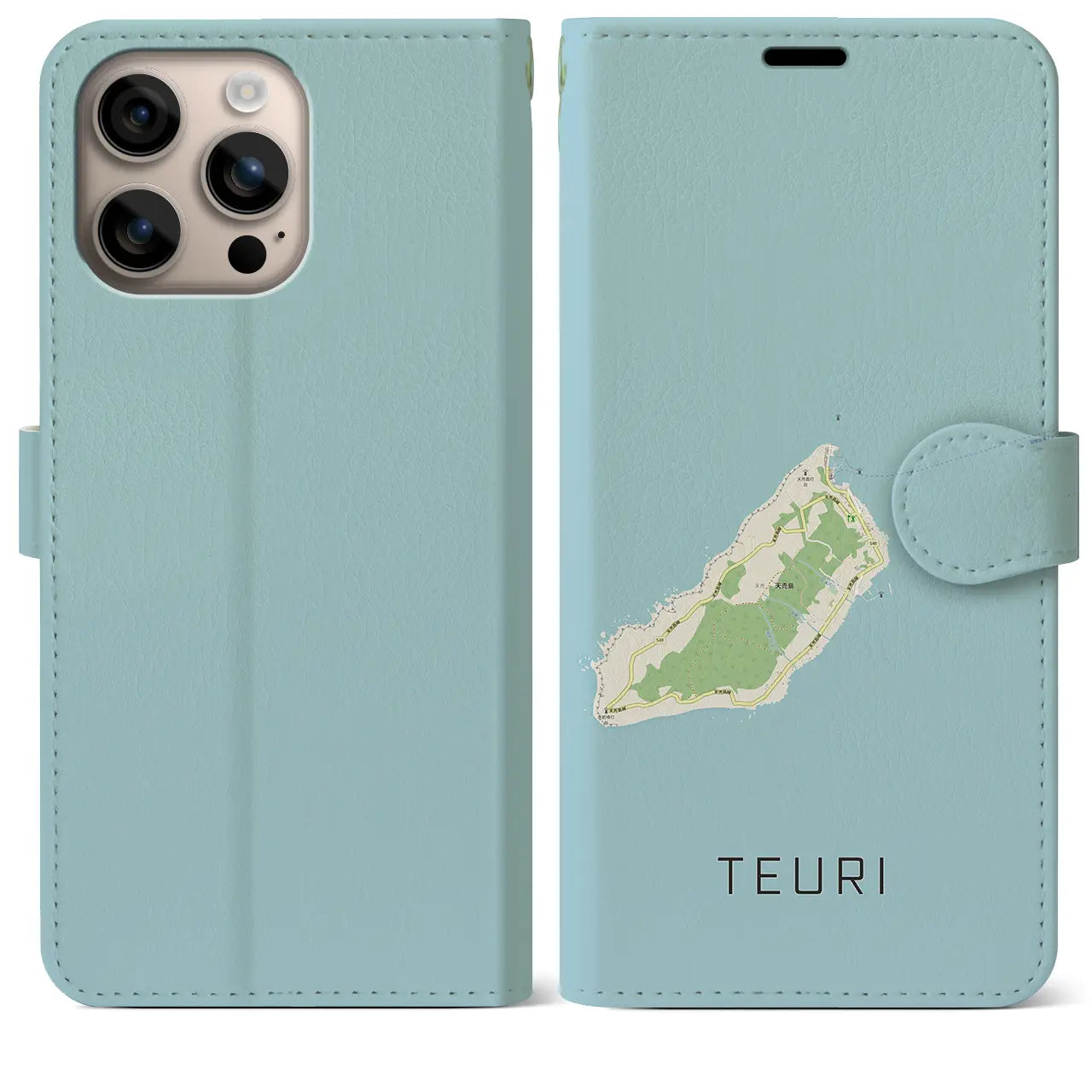 【天売（北海道）】地図柄iPhoneケース（手帳タイプ）ナチュラル・iPhone 16 Plus 用