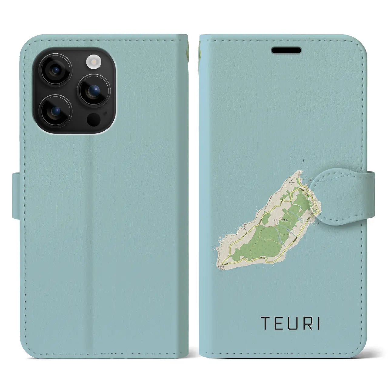 【天売（北海道）】地図柄iPhoneケース（手帳タイプ）ナチュラル・iPhone 16 用