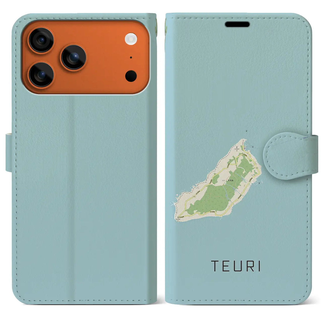 【天売（北海道）】地図柄iPhoneケース（手帳タイプ）ナチュラル・iPhone 17 Pro Max 用