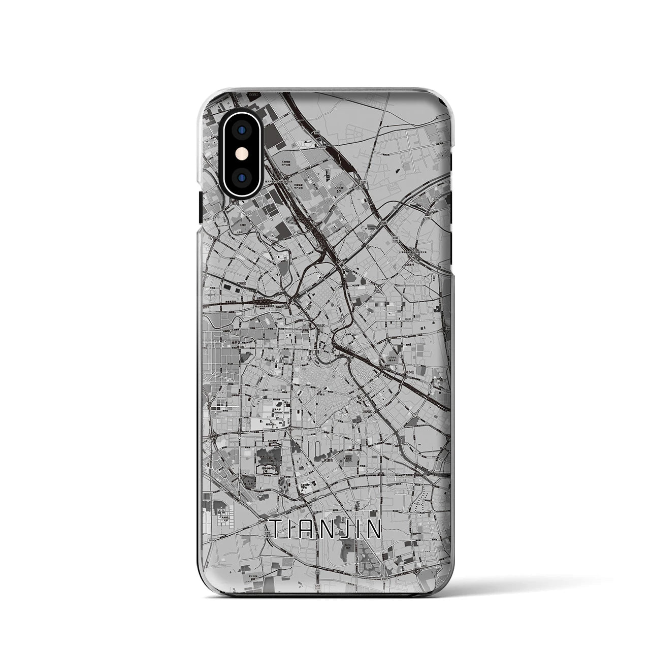 【天津（中華人民共和国）】地図柄iPhoneケース（クリアタイプ）モノトーン・iPhone XS / X 用