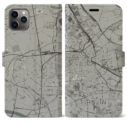 【天津（中華人民共和国）】地図柄iPhoneケース（手帳タイプ）モノトーン・iPhone 11 Pro Max 用