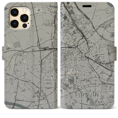 【天津（中華人民共和国）】地図柄iPhoneケース（手帳タイプ）モノトーン・iPhone 12 Pro Max 用