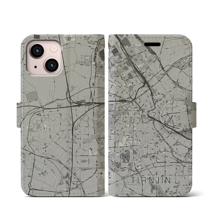 【天津（中華人民共和国）】地図柄iPhoneケース（手帳タイプ）モノトーン・iPhone 13 mini 用