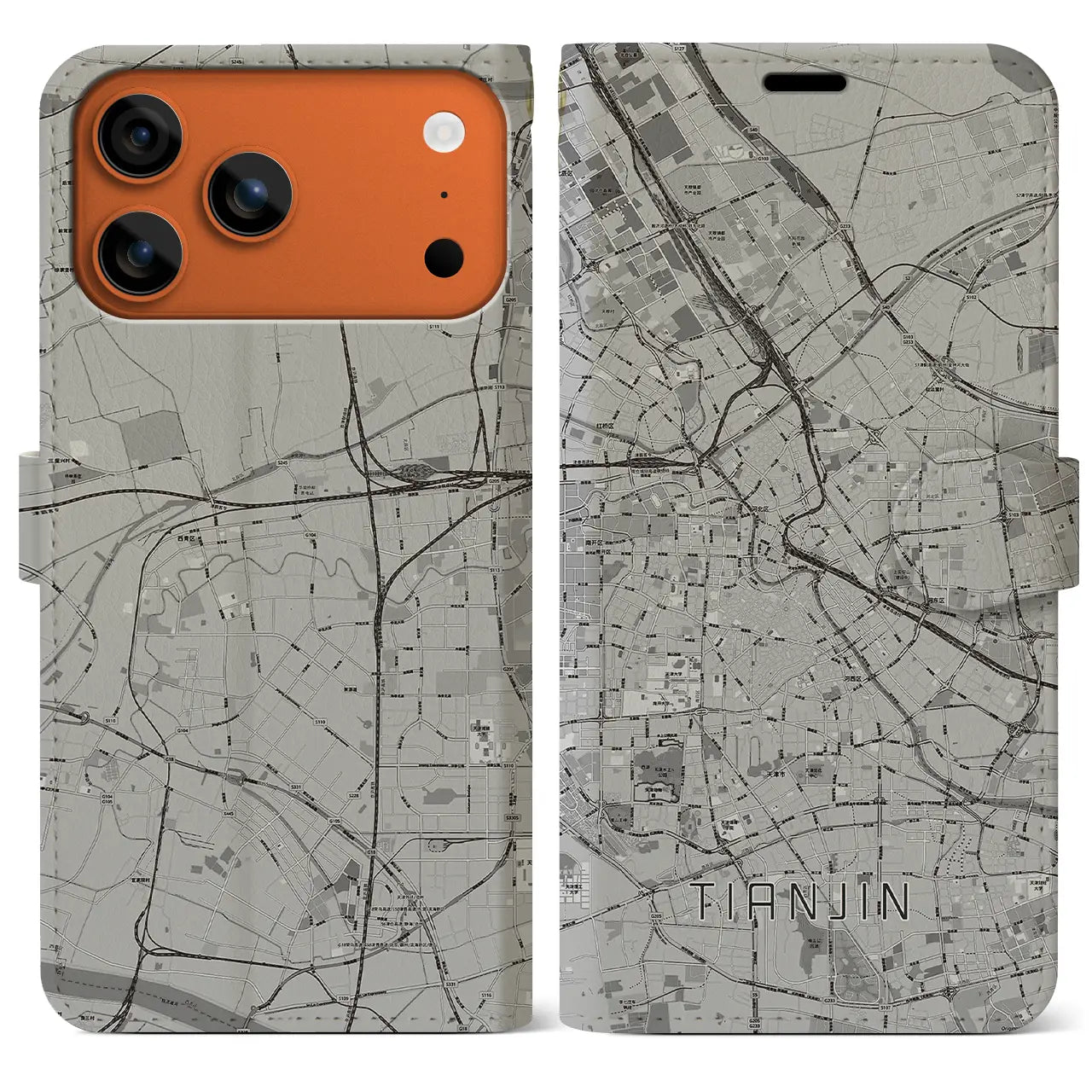 【天津（中華人民共和国）】地図柄iPhoneケース（手帳タイプ）