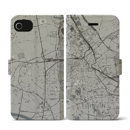 【天津（中華人民共和国）】地図柄iPhoneケース（手帳タイプ）モノトーン・iPhone SE（第3 / 第2世代） / 8 / 7 / 6s / 6 用