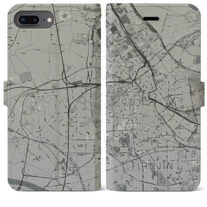 【天津（中華人民共和国）】地図柄iPhoneケース（手帳タイプ）モノトーン・iPhone 8Plus /7Plus / 6sPlus / 6Plus 用