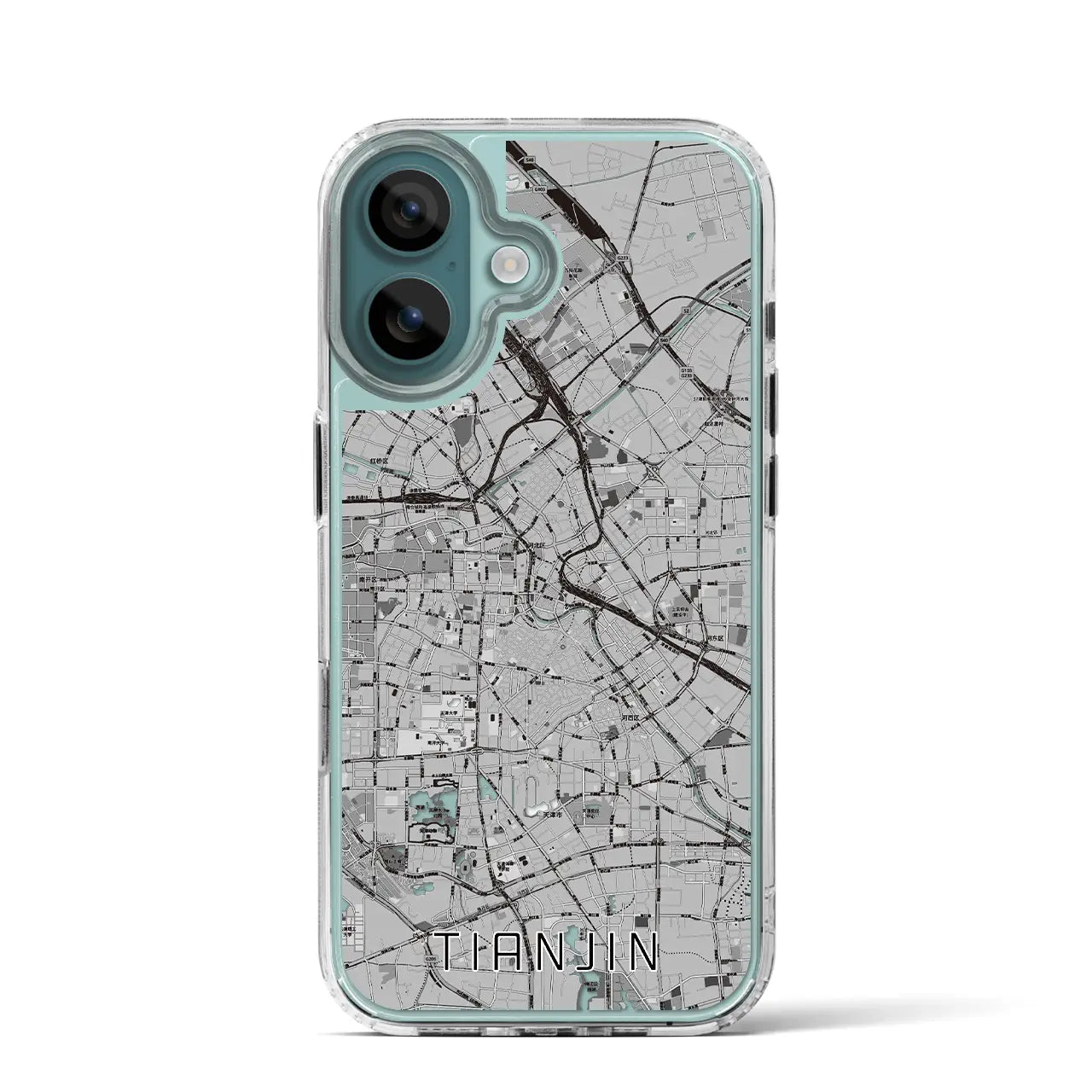 【天津（中華人民共和国）】地図柄iPhoneケース（MagSafeタイプ）モノトーン・iPhone 16 Pro 用
