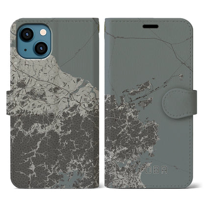 【鳥羽（三重県）】地図柄iPhoneケース（手帳タイプ）モノトーン・iPhone 13 用