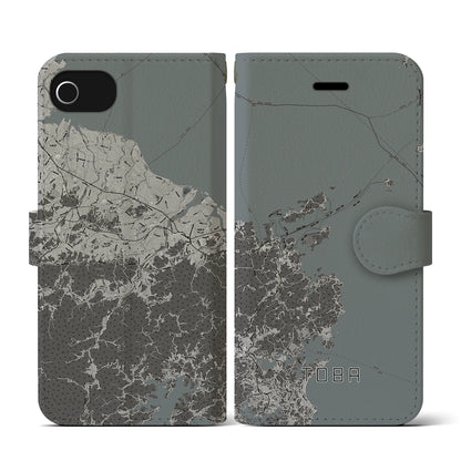 【鳥羽（三重県）】地図柄iPhoneケース（手帳タイプ）モノトーン・iPhone SE（第3 / 第2世代） / 8 / 7 / 6s / 6 用