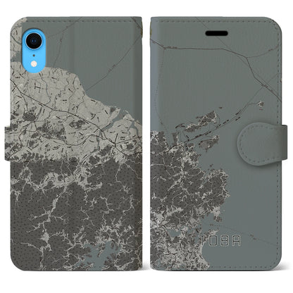 【鳥羽（三重県）】地図柄iPhoneケース（手帳タイプ）モノトーン・iPhone XR 用